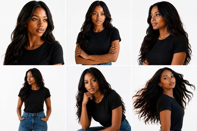 Grade de fotos de referência do avatar em diferentes ângulos